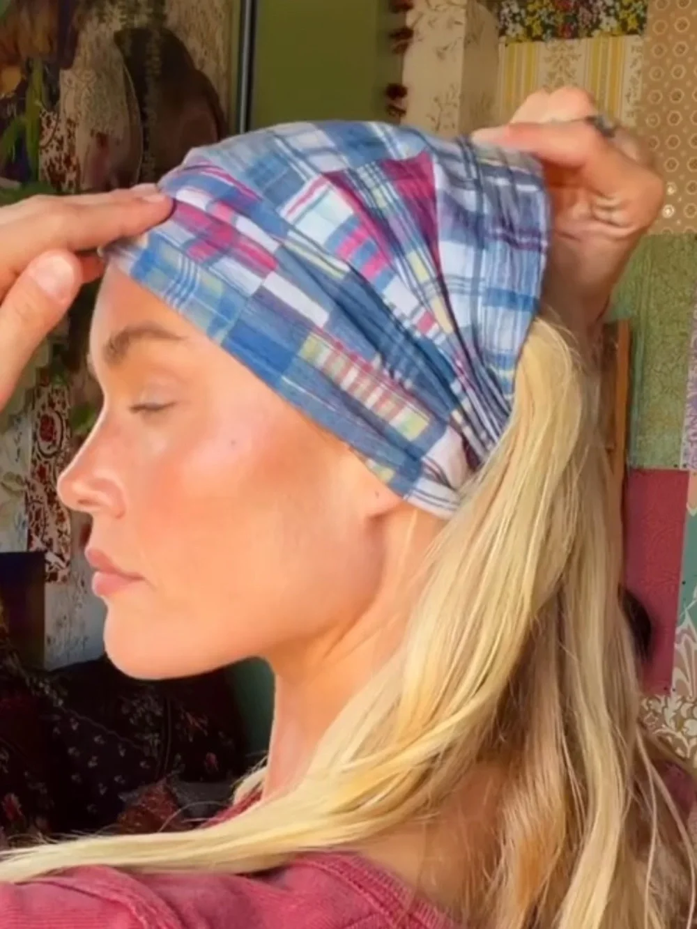 Natural Life plaid boho bandeau hair band